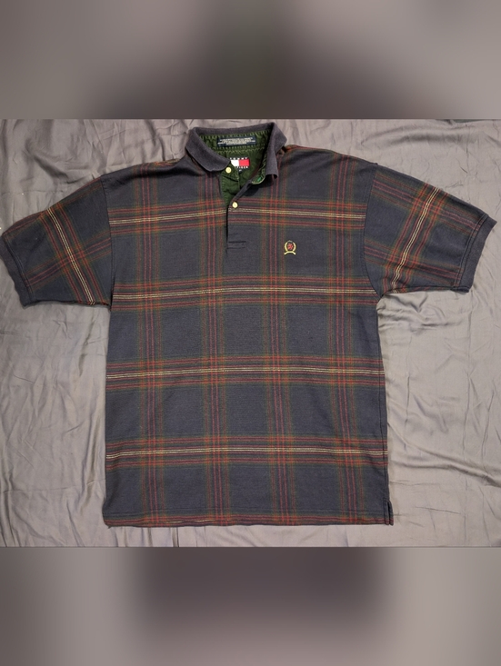 Tommy Hilfiger Other - Vintage 90's Tommy Hilfiger Men's Navy Plaid Polo Shirt Size M